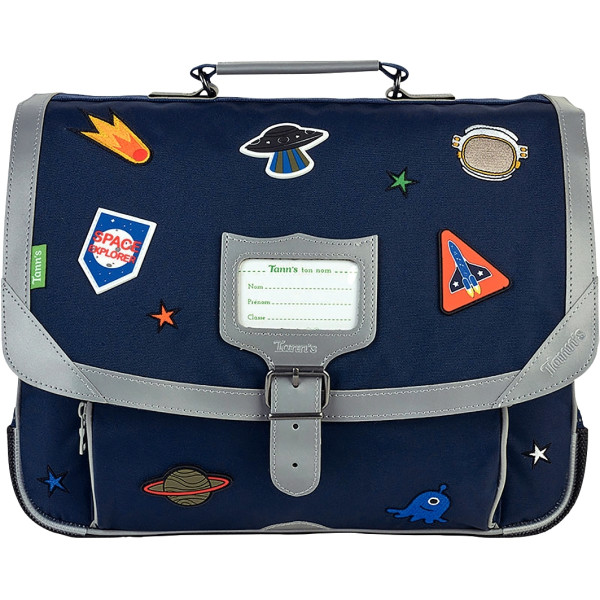 Cartable Elliott 38 cm marine et stickers espace