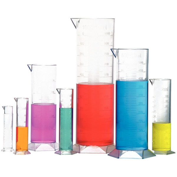 Lot de 7 éprouvettes plastiques transparentes