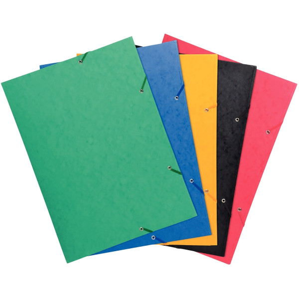Chemise 3 rabats à élastiques en carte lustrée 600g format A3, coloris assortis