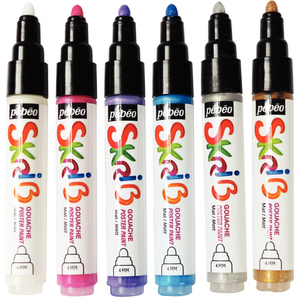 Set de 6 marqueurs gouache assortis