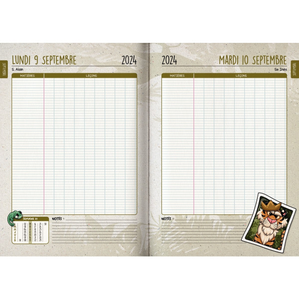 Agenda journalier seyes 12,5x17,5 Tigre