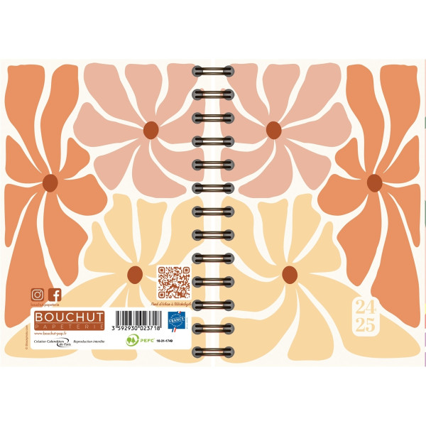 Agenda journalier 12,5x17,5 Vintage floral