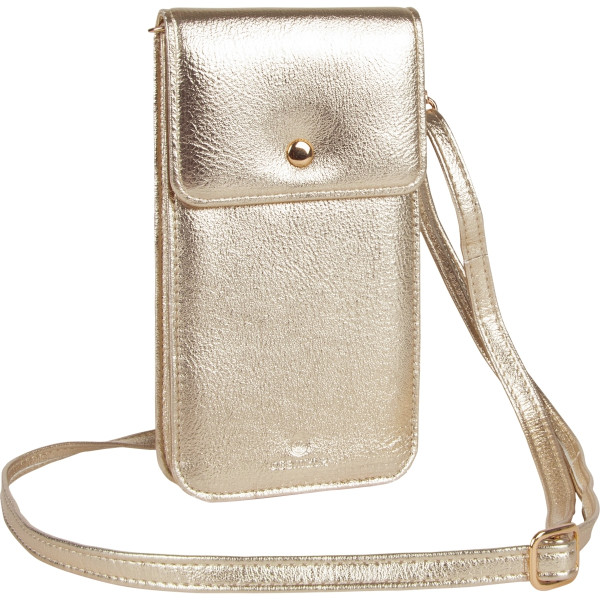 Pochette pour téléphone en cuir coloris doré