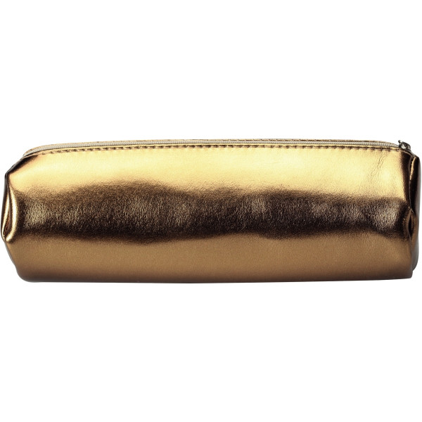 Trousse ronde metallique 1 compartiment Polyurétane coloris bronze