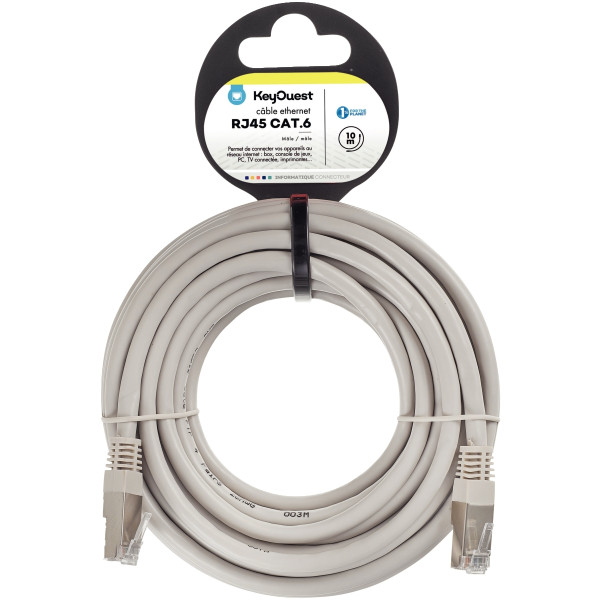 Cordon RJ45 catégorie 6 10m gris