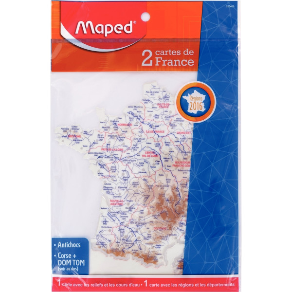 Pochette de 2 cartes départements + fleuves