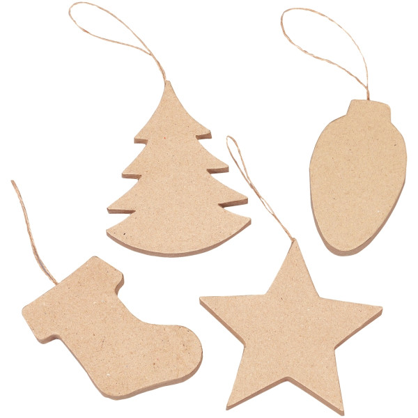 Lot de 20 suspensions 3D de Noël en carton brun