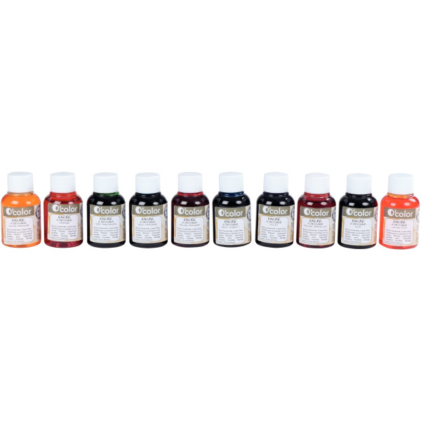 Coffret de 10 Flacons de 60 ml d'encre à dessiner coloris assortis