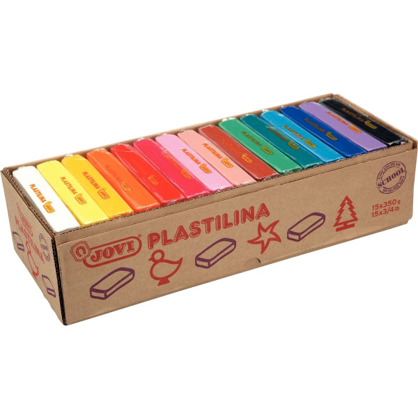 Boîte de 15 pains de 350 grammes de pâte à modeler Plastilina couleurs assorties