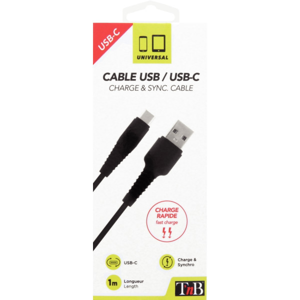 Cordon USB type A vers type C 1m noir