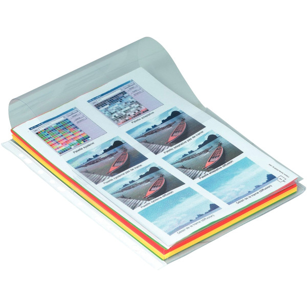 Sachet de 10 pochettes plan perforées en polypropylène avec rabat