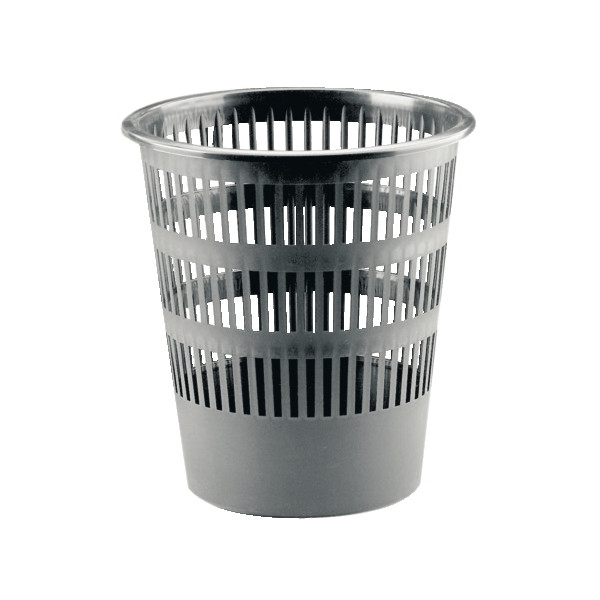 Corbeille à papier en plastique recyclé ajourée 16L grise