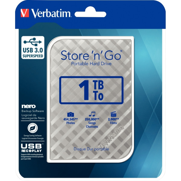 Disque Dur Verbatim Store 'N' Go 1TO Silver