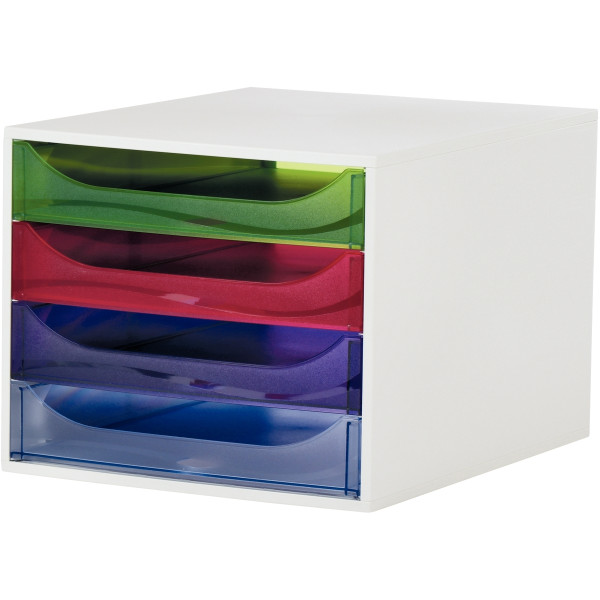 Module 4 tiroirs ECOBOX gris/arlequin