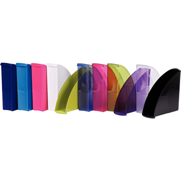 Porte revues en polystyrène robuste et rigide CEP dos 8,5 cm gloss bleu océan