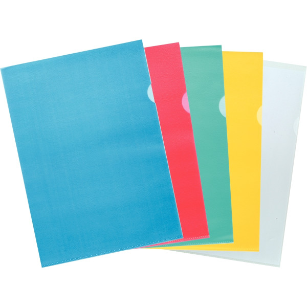 Sachet de 10 pochettes coin en polypropylène 12/100ème, coloris assortis