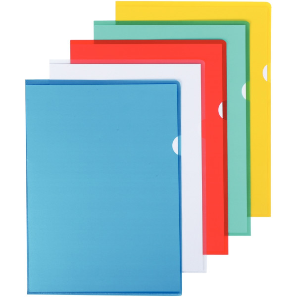 Sachet de 10 pochettes coin en polypropylène 12/100ème, coloris assortis