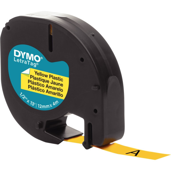 Recharge lettre plastique 12 mm x 4 m  noir sur jaune