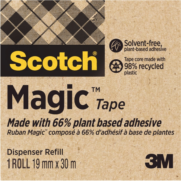 Rouleau adhésif Scotch Magic Green invisible 19mmx30m