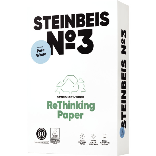 Ramette de 500 feuilles format A4 80g blanc STEINBEIS N°3