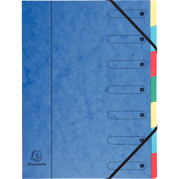 Trieur en carte lustrée avec élastiques 7 compartiments, coloris assortis