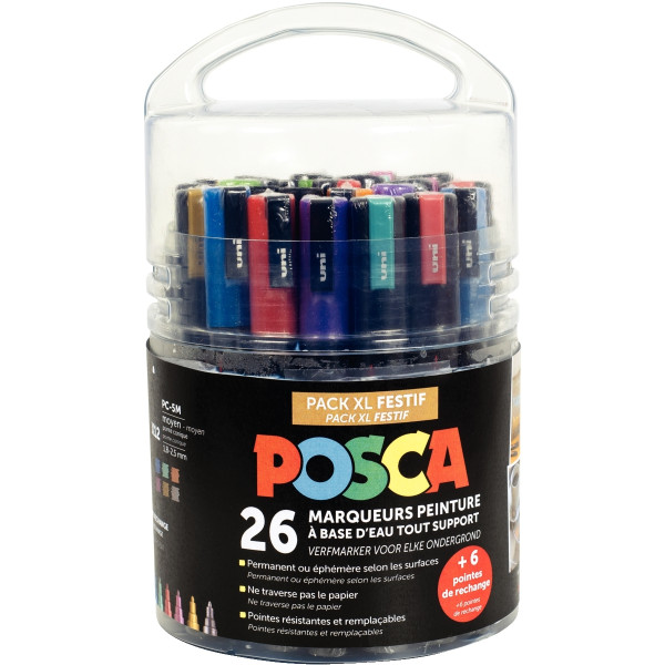Seau de 26 marqueurs Posca Festif dont 6 offerts