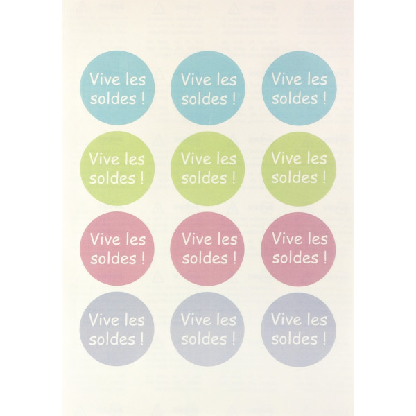 Boîte de 240 étiquettes badges adhésifs ronds Ø51mm blanc