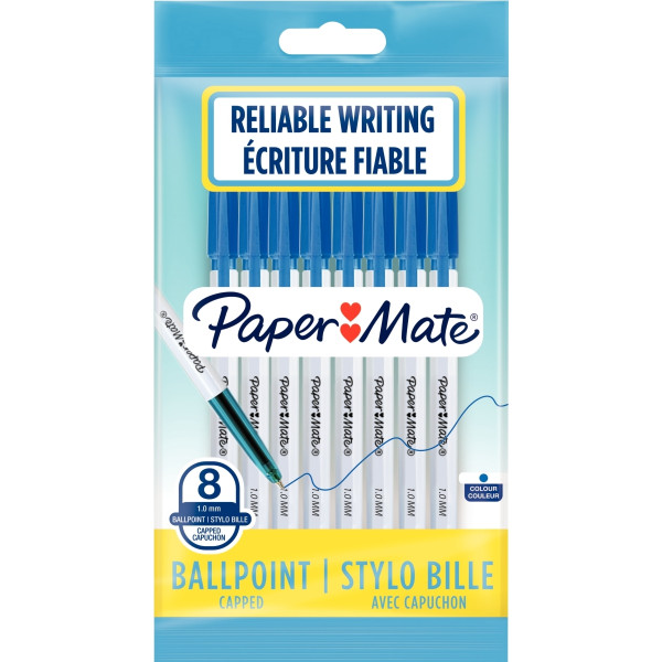 Blister de 8 stylos bille bleu 045