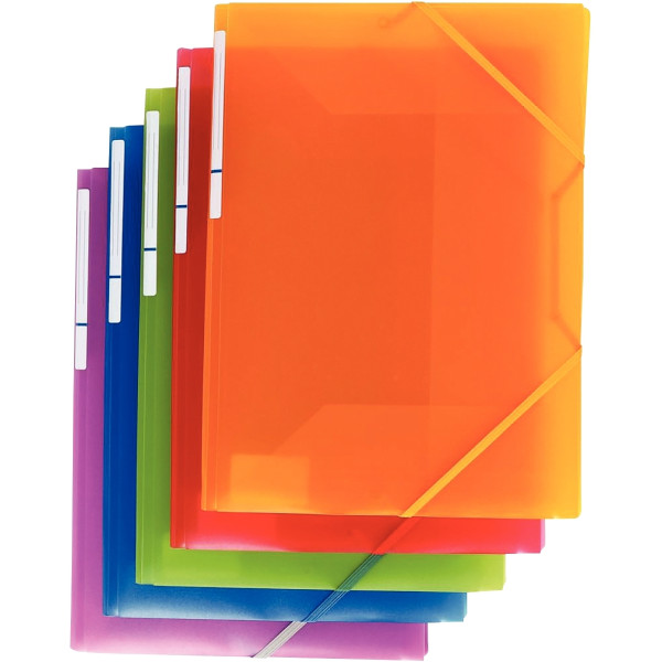 Carton de 30 chemises 3 rabats à élastiques COLOR FRESH en polypropylène, coloris assortis