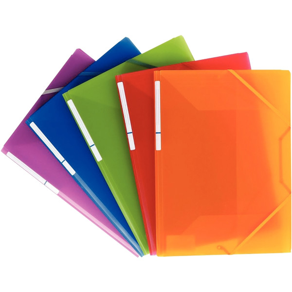 Carton de 30 chemises 3 rabats à élastiques COLOR FRESH en polypropylène, coloris assortis