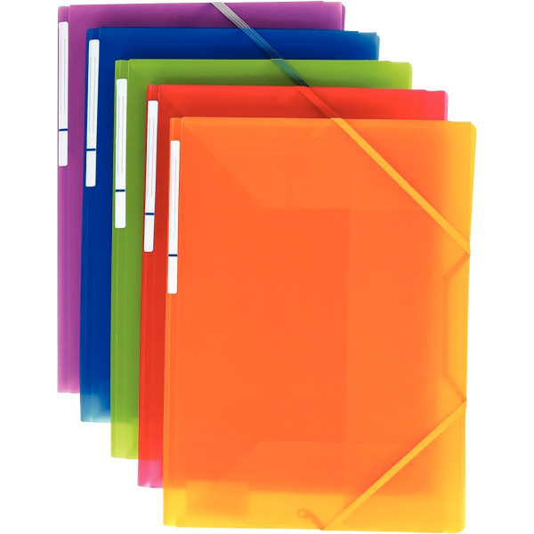 Carton de 30 chemises 3 rabats à élastiques COLOR FRESH en polypropylène, coloris assortis