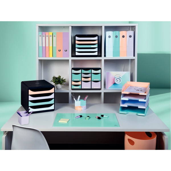 Module 4 tiroirs BIGBOX noir/pastel