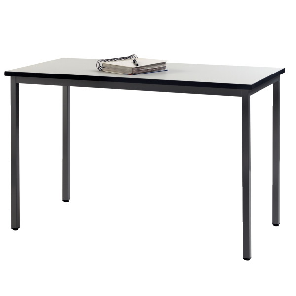 Table pieds fixes L120x60cm plateau gris/piètement noir