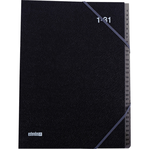 Trieur numérique en celloderme 31 compartiments, noir