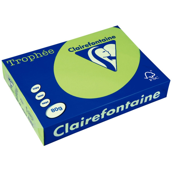 Ramette de 500 feuilles format A4 80g vert fluo CLAIREFONTAINE