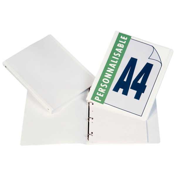 Classeur personnalisable en polypropylène, format A4, dos 2 cm, blanc