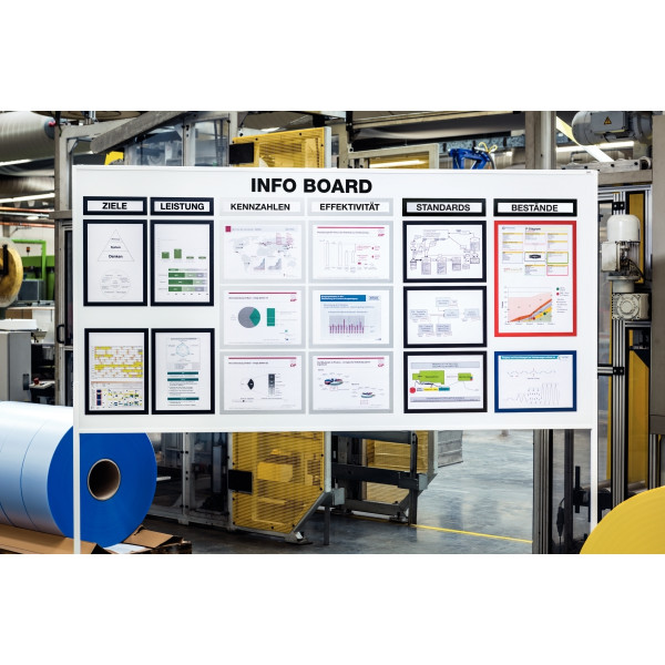 Sachet de 5 cadres d'affichage A4 magnétique rouge