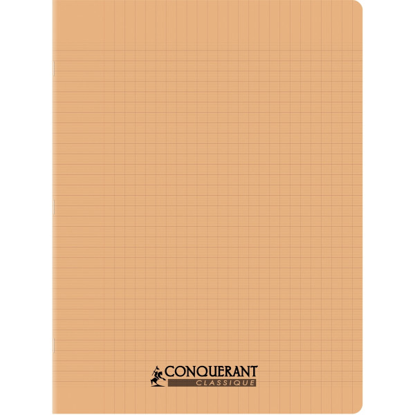 Piqûre 96 pages CONQUERANT, 17x22 cm, seyès, couv PP abricot