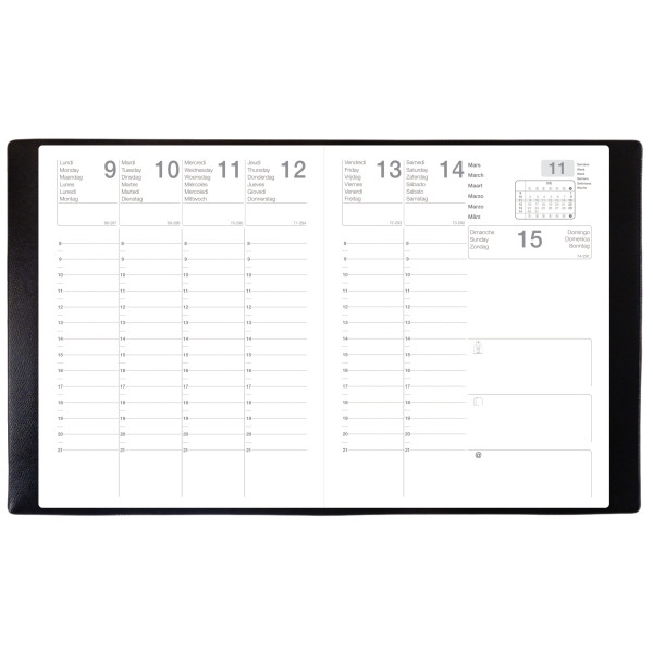 Agenda semainier EXDI 21x27cm noir
