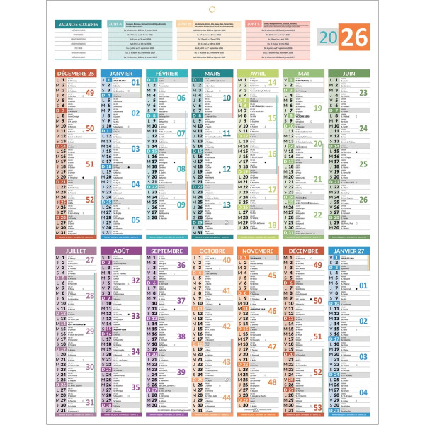Calendrier 14mois Carte de France 55x43cm