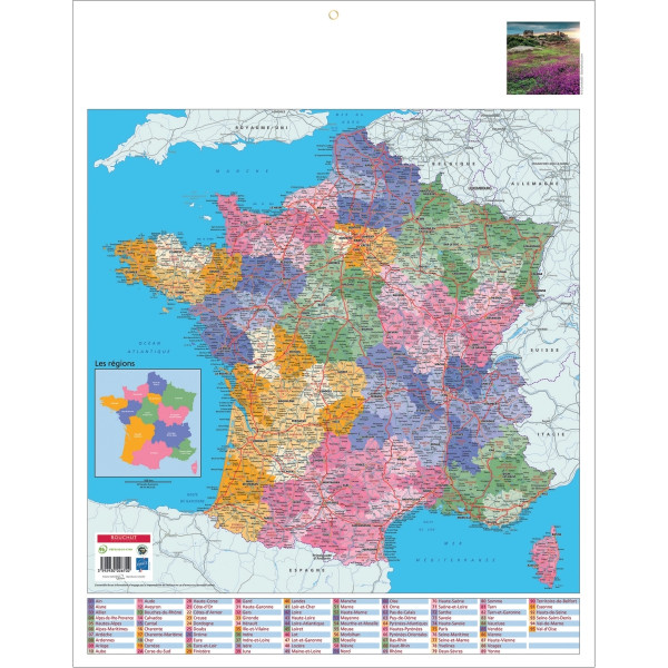Calendrier 14mois Carte de France 55x43cm