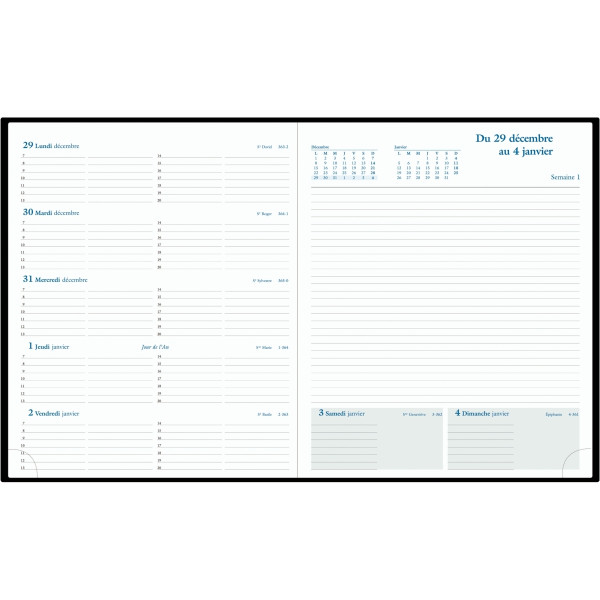 Agenda semainier Espace22 18,5x22,5cm noir