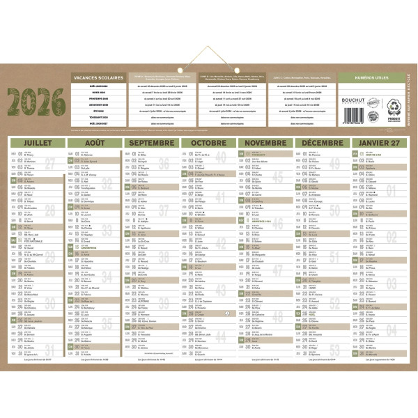 Calendrier semestriel 7 mois par face Natura 40,5x55cm