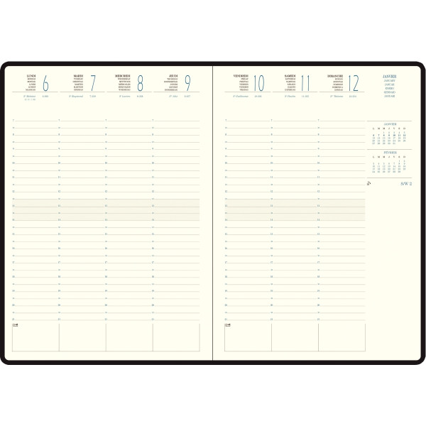 Agenda semainier Volga 21x29,7cm noir