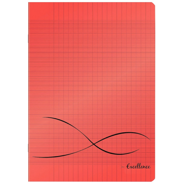 Piqûre 48 pages EXCELLENCE, format 24x32 cm, seyès, couverture polypropylène rouge