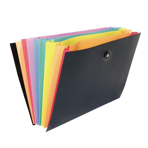 Trieur extensible fermeture bouton RAINBOW CLASS en polypropylène, 8 compartiments