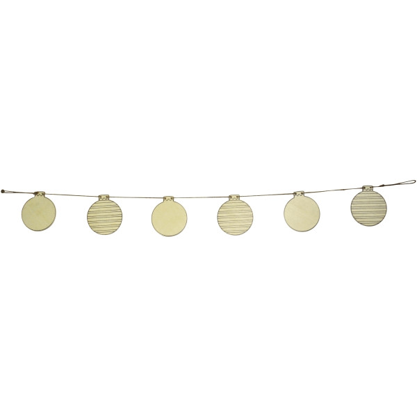 Guirlande 1 mètre avec 6 boules de Noël en bois