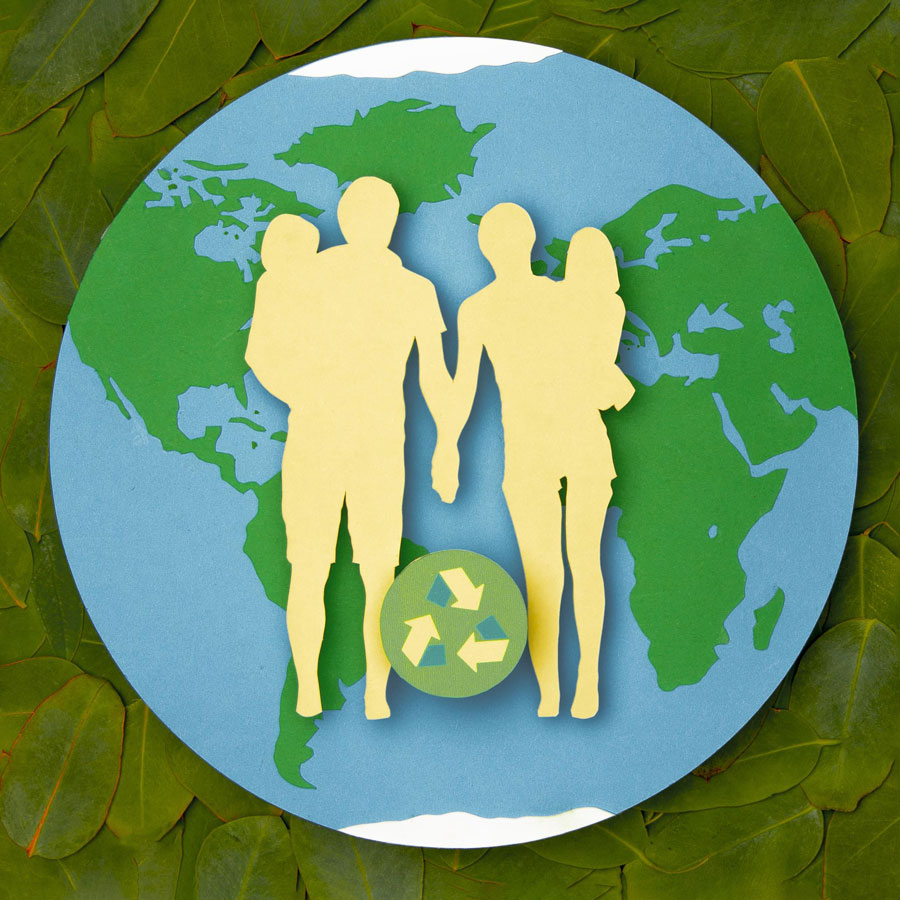 Famille dans un monde de tri