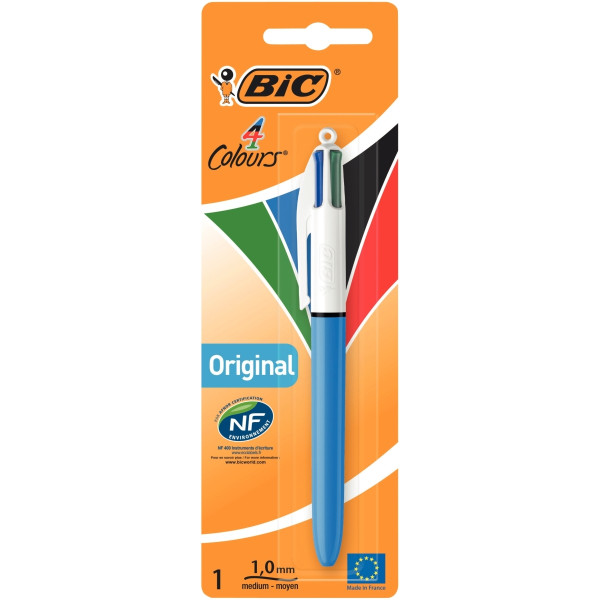 Blister de 1 stylo bille 4 Couleurs pointe moyenne