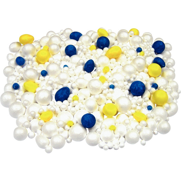 Carton de 600 boules et oeufs en styropor assortis